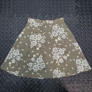 Vintage JAY JACOBS Floral Midi Skirt Beige Cottagecore A-Line Fairycore Boho